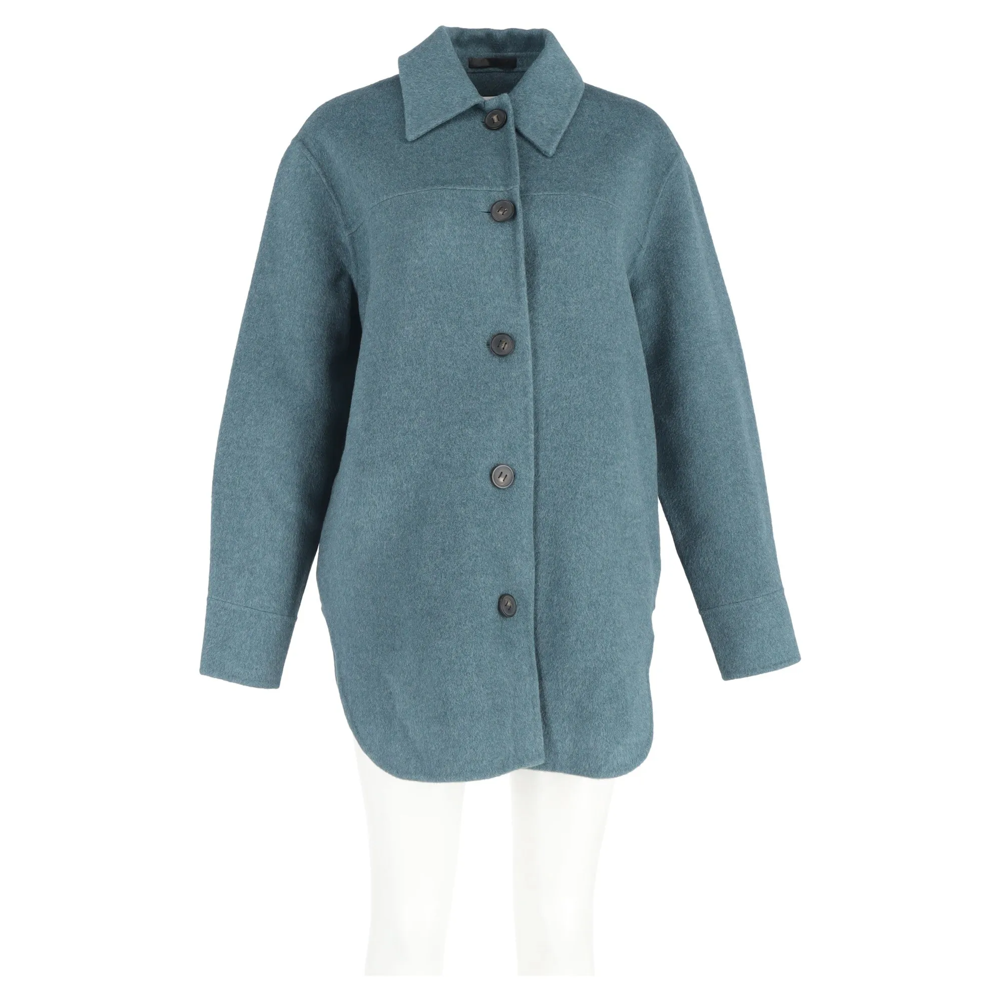 Acne Studios Buttoned Overshirt Jacket in Blue Wool