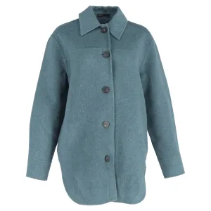 Acne Studios Buttoned Overshirt Jacket in Blue Wool