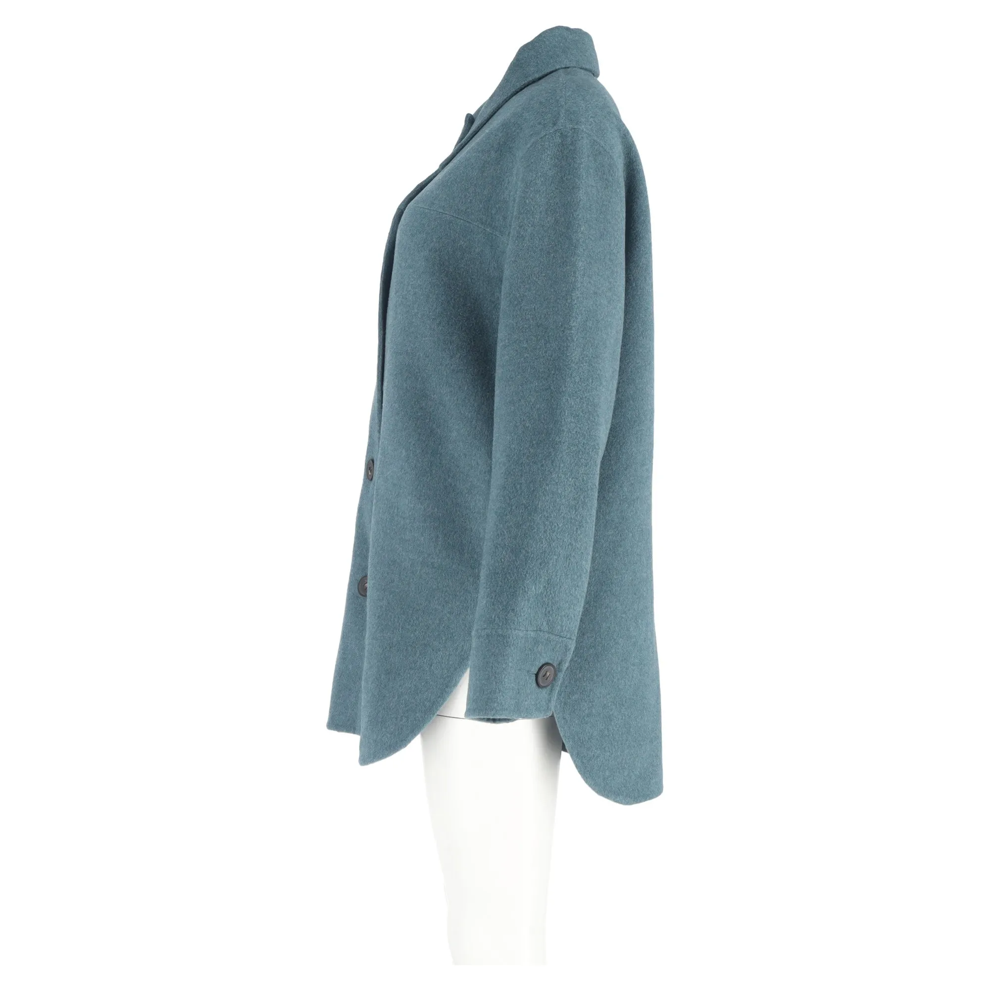 Acne Studios Buttoned Overshirt Jacket in Blue Wool