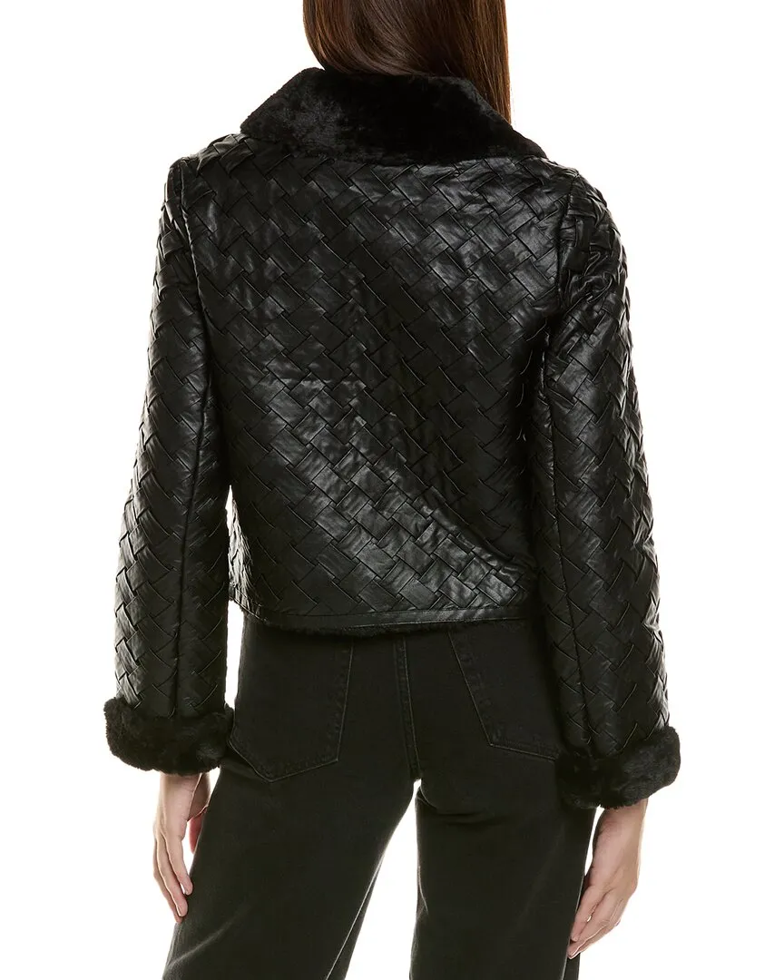 Adrienne Landau Basketweave Bomber Jacket