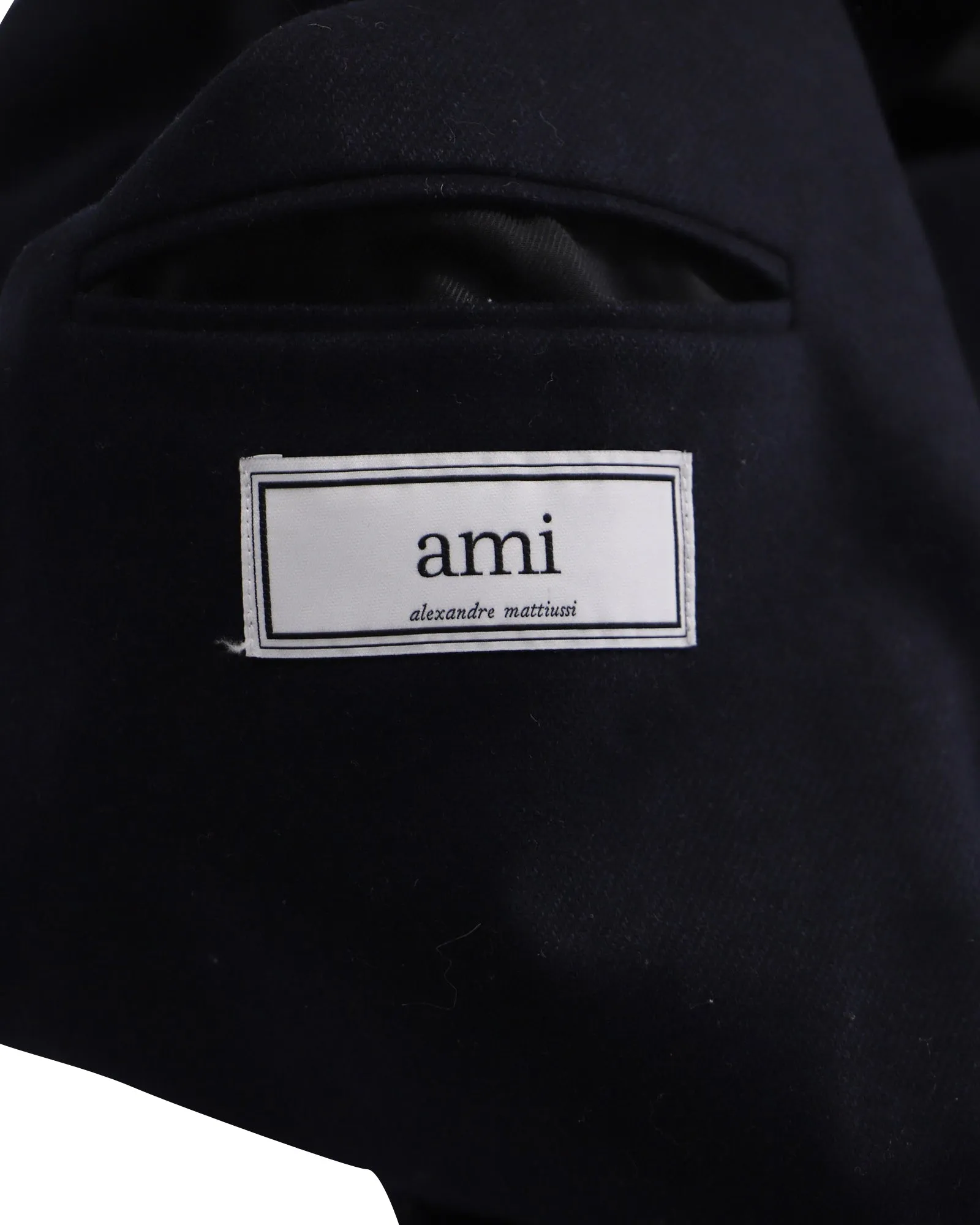 Ami Single-Breasted Blazer in Navy Blue Wool