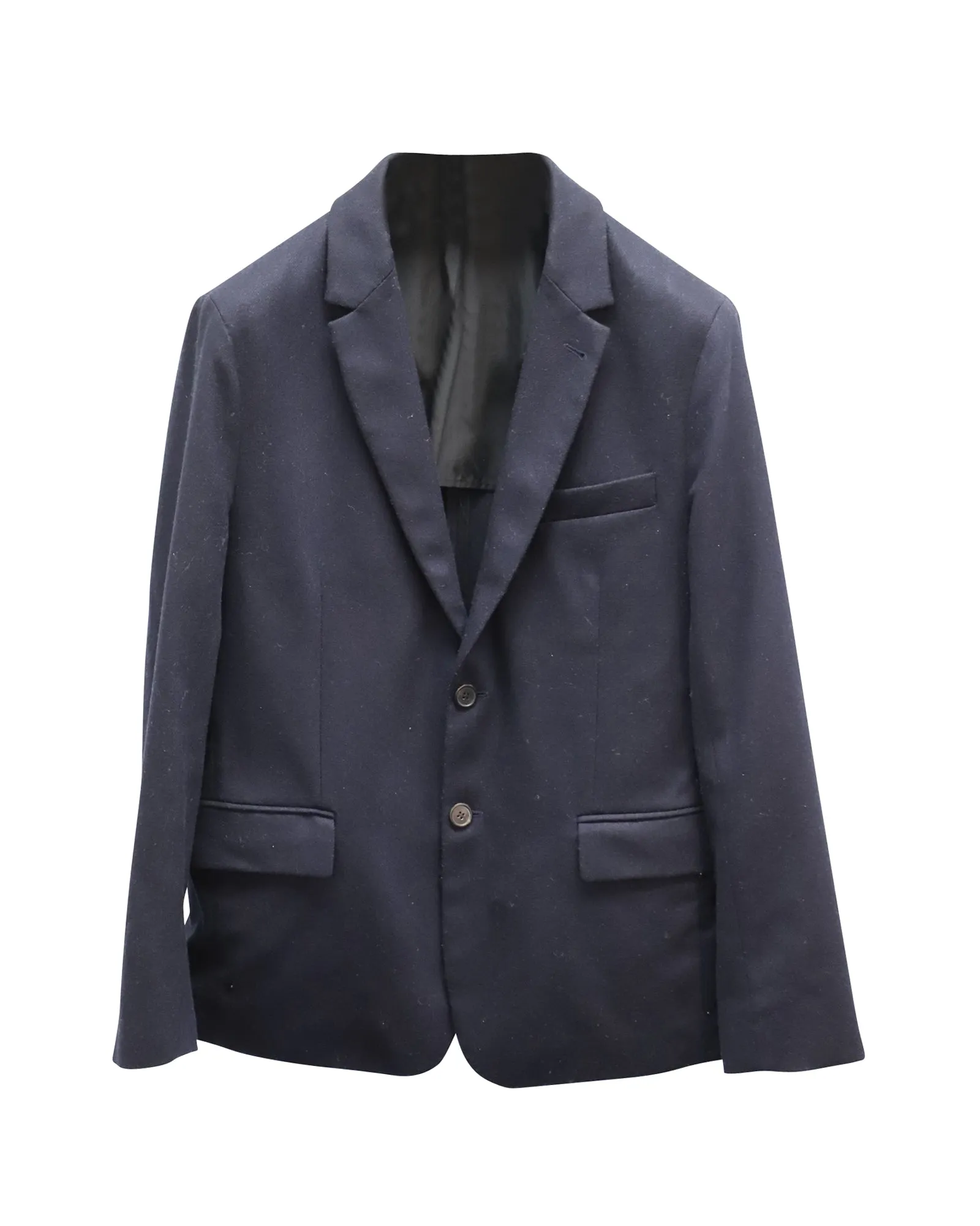 Ami Single-Breasted Blazer in Navy Blue Wool