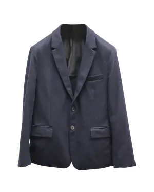 Ami Single-Breasted Blazer in Navy Blue Wool
