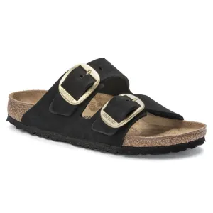 Arizona Big Buckle Nubuck Leather Sandals In Black