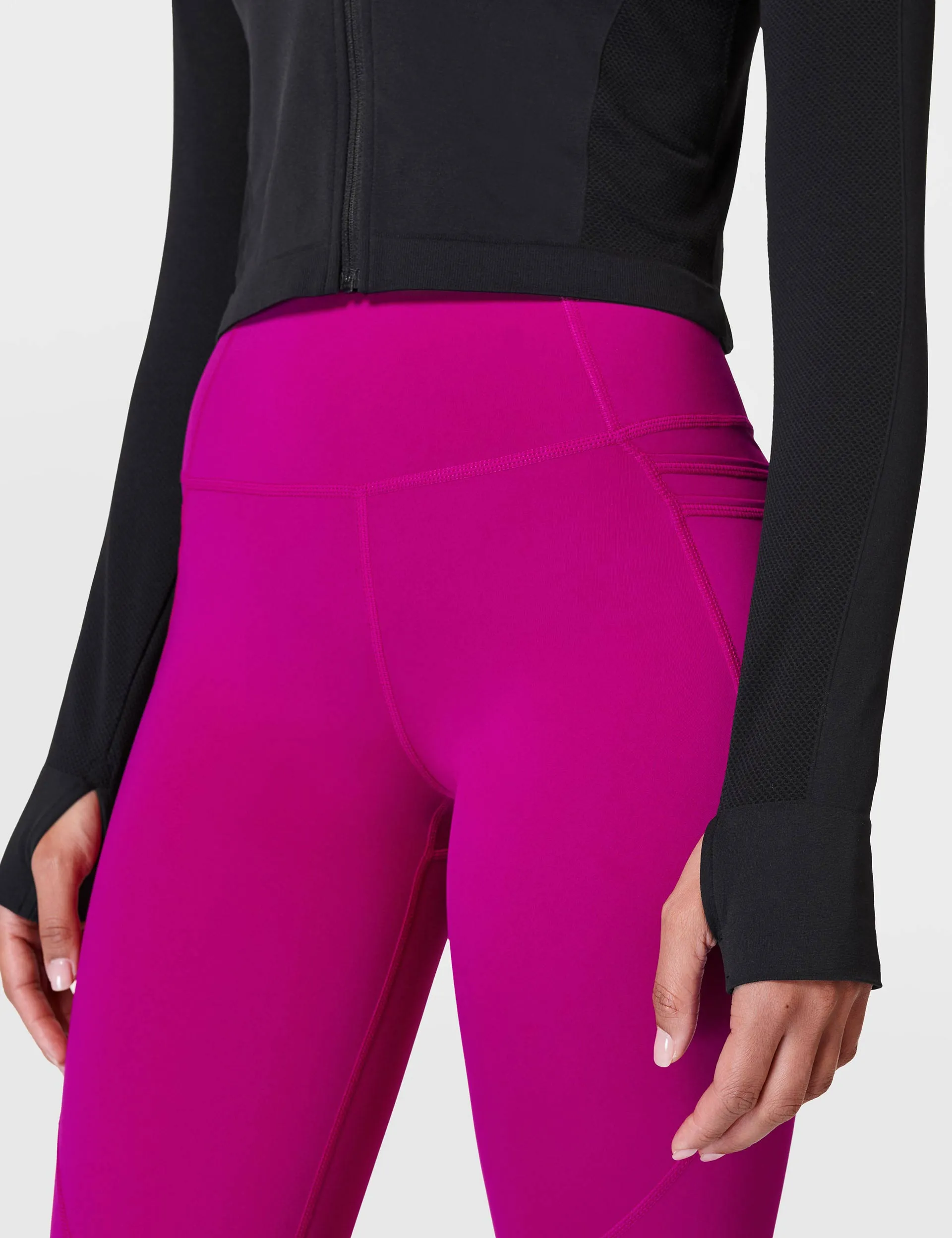 Athlete Crop Seamless Gym Zip Up - Black