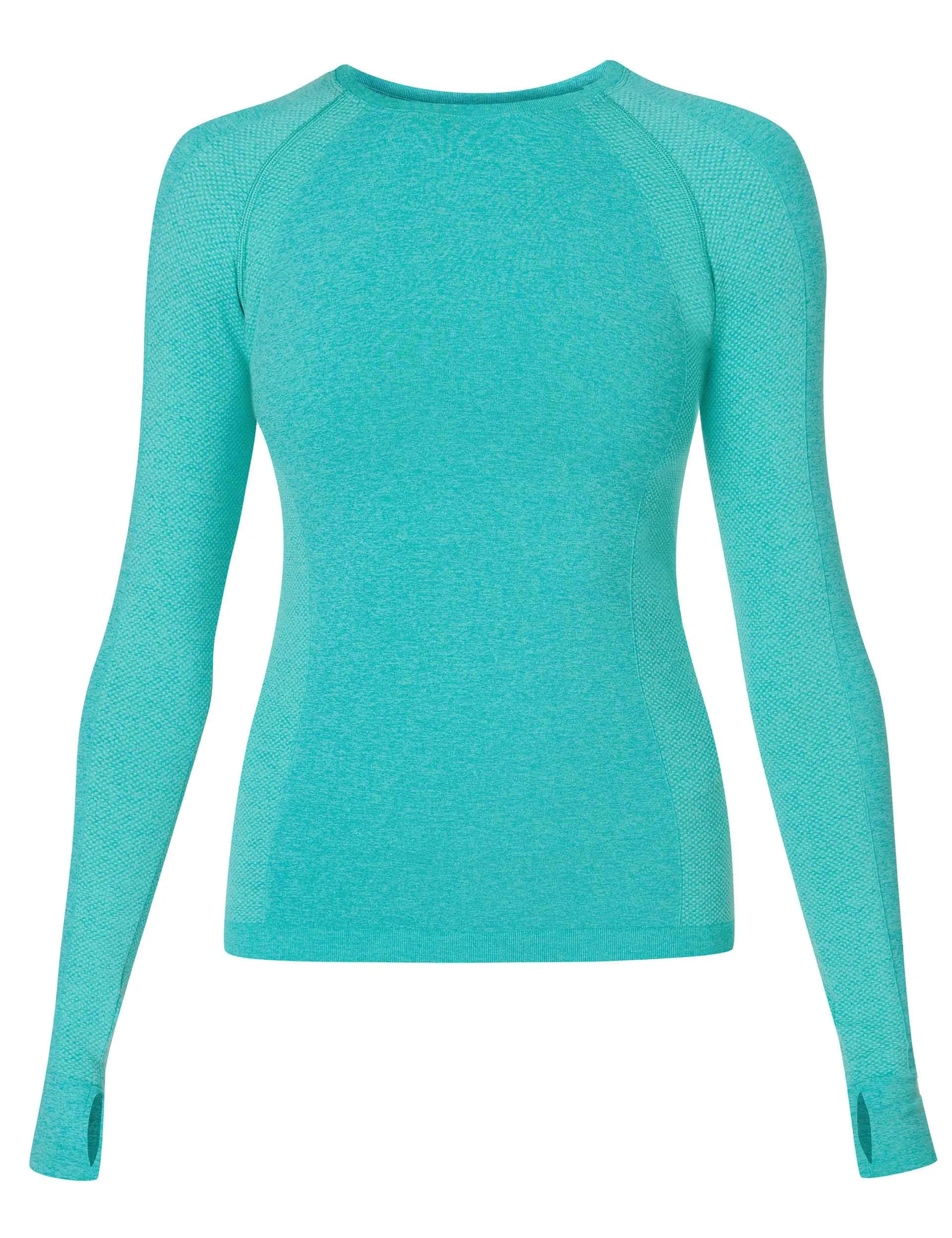 Athlete Seamless Gym Long Sleeve Top - Seaspray Ripple Blue Marl
