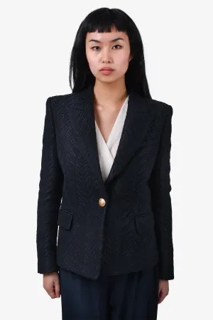 Balmain Navy Textured Single Breasted Blazer Size 38