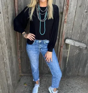 Black Bell Sleeve Top