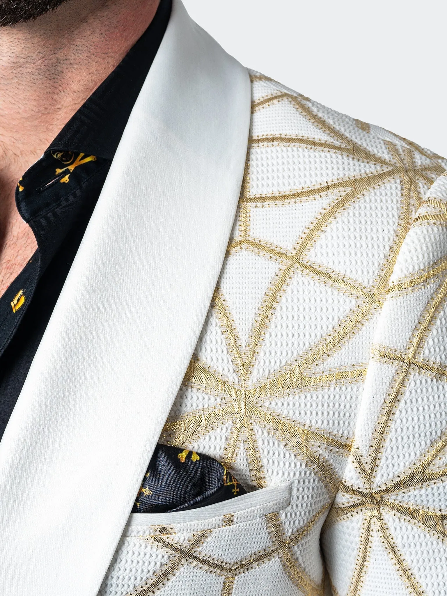 Blazer Shawl CeremonialGold White