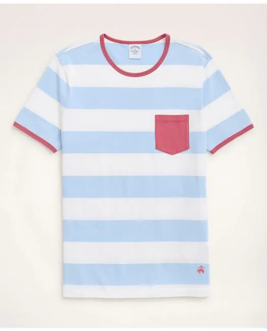 Brooks Brothers Men's Cotton Striped Pocket T-Shirt Chambray Brooks Brothers
