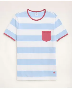 Brooks Brothers Men's Cotton Striped Pocket T-Shirt Chambray Brooks Brothers