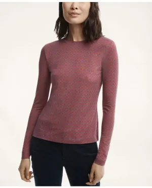 Brooks Brothers Women's Rope Print Long Sleeve T-Shirt Navy Brooks Brothers