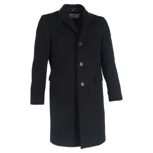 Burberry Single-Breasted Coat with Pockets in Black Wool