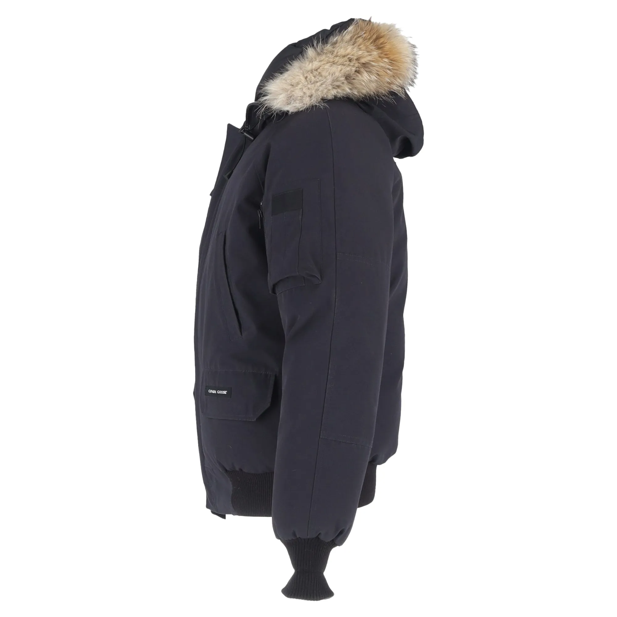 Canada Goose Chiliwack  Fur Trim Bomber Jacket in Black Polyester