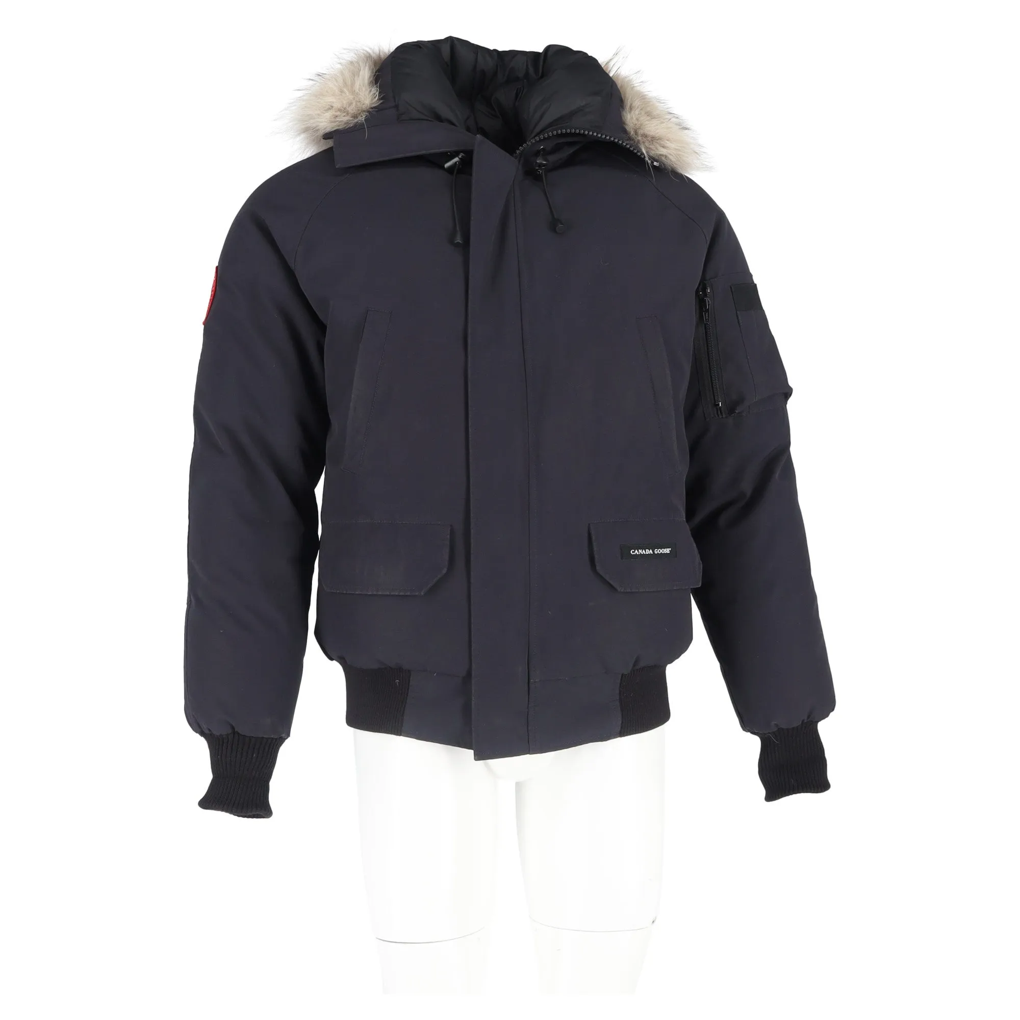 Canada Goose Chiliwack  Fur Trim Bomber Jacket in Black Polyester