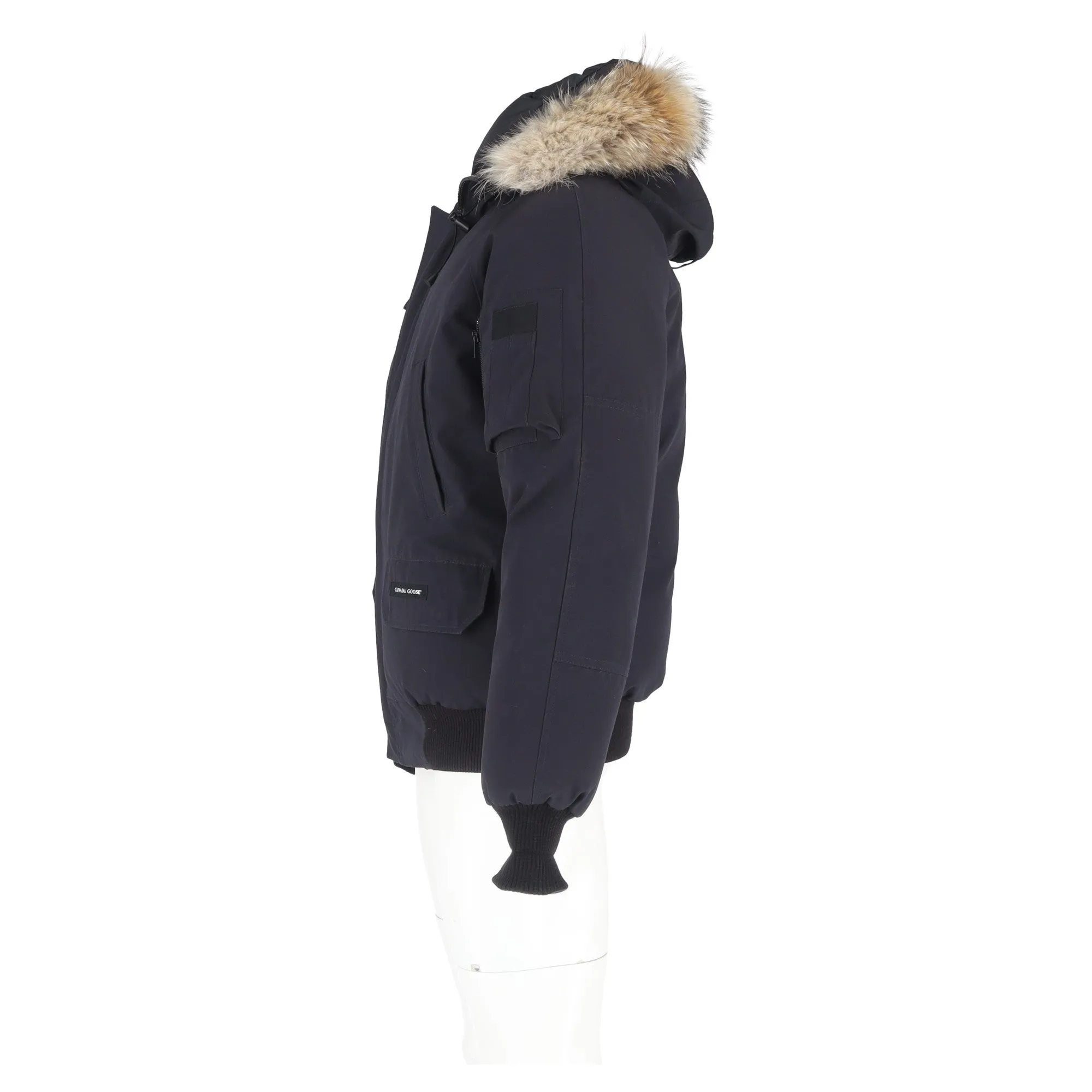 Canada Goose Chiliwack  Fur Trim Bomber Jacket in Black Polyester