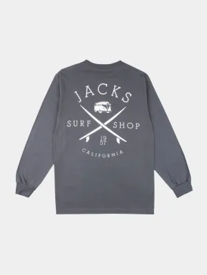 Classic Bus Stop L/S Tee - Charcoal