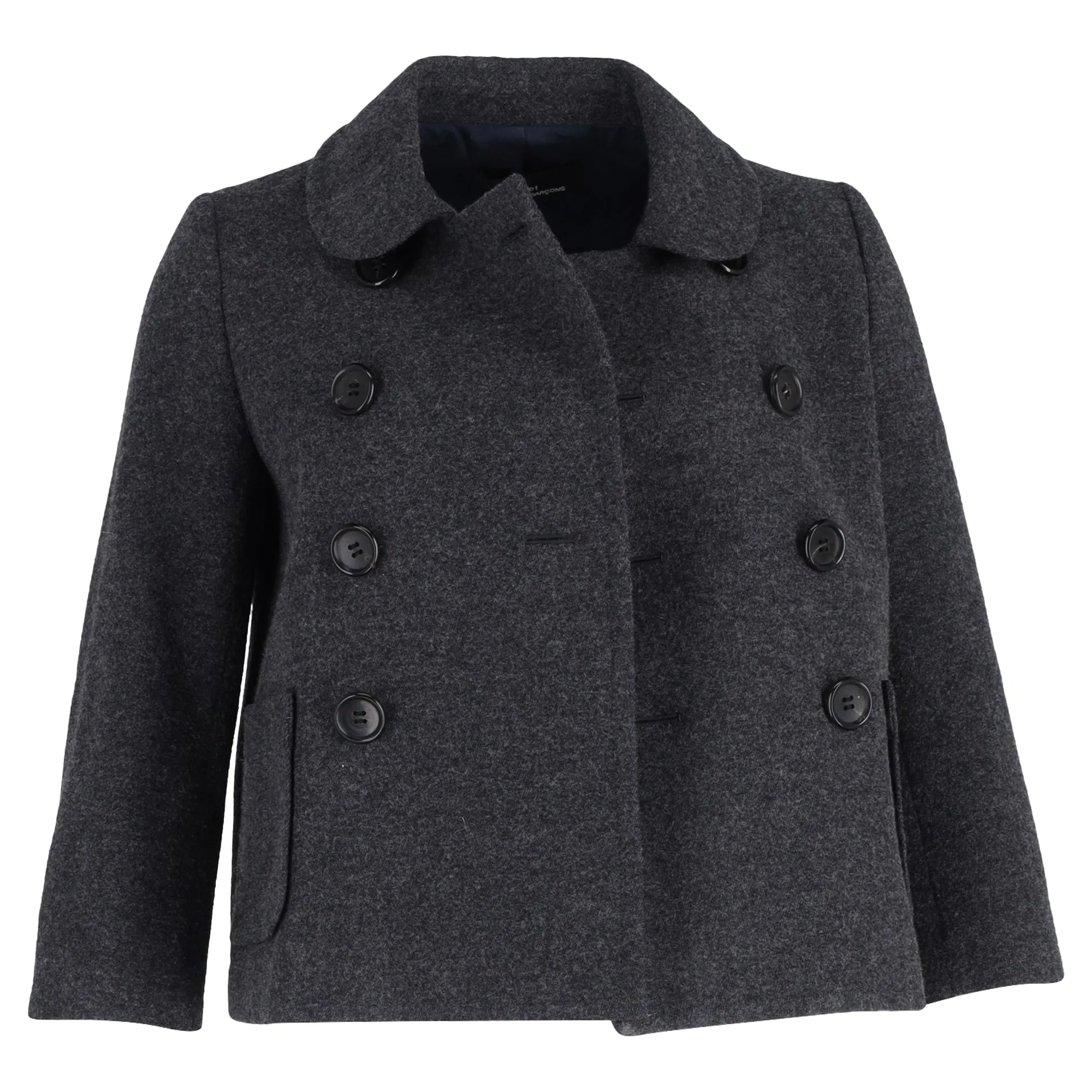 Comme des Gar?ons Double-Breasted Short Jacket in Grey Wool