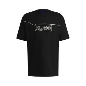 Cotton-jersey T-shirt with chain-stitch logo