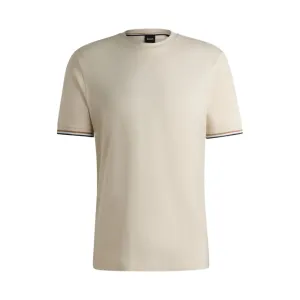 Cotton-jersey T-shirt with signature-stripe cuffs