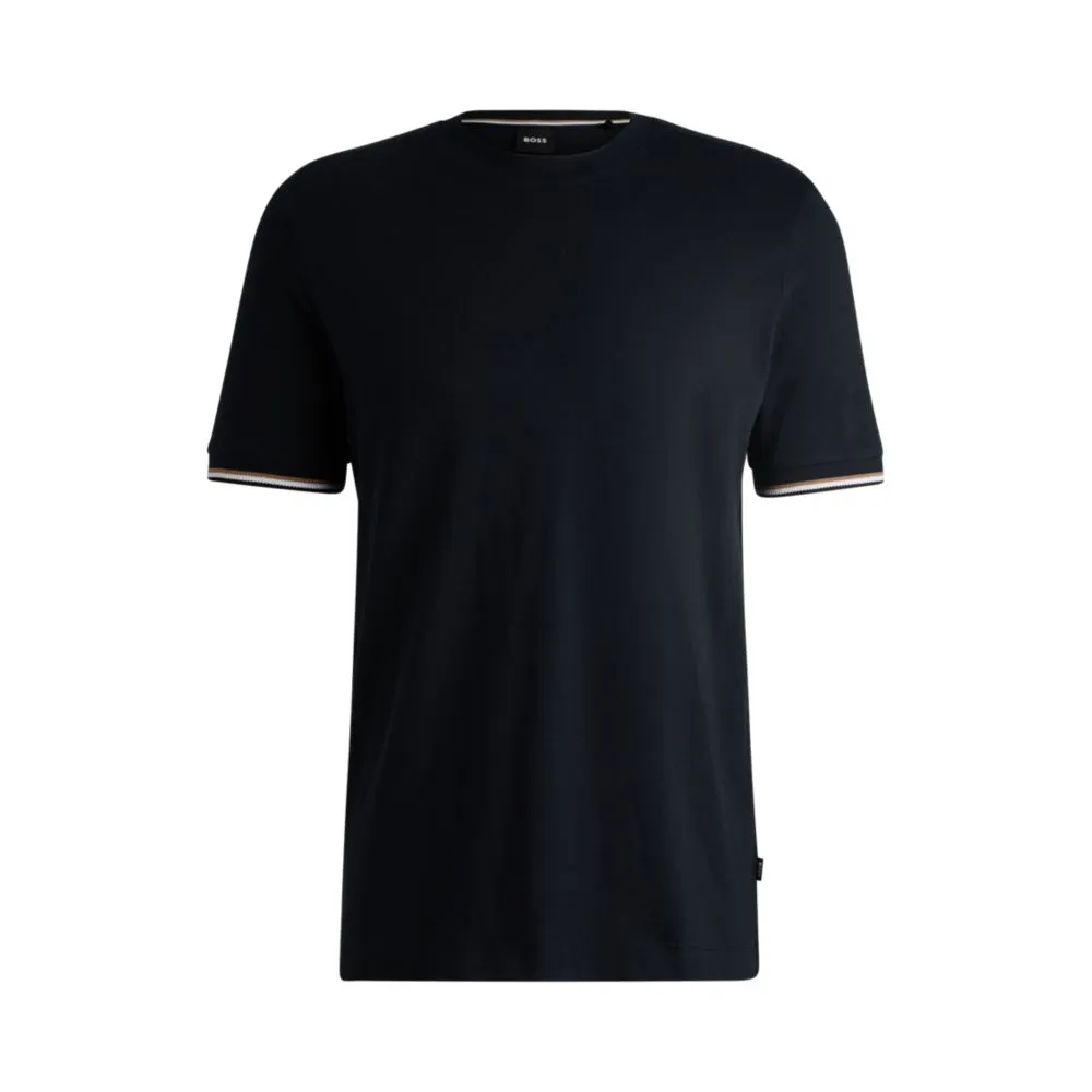 Cotton-jersey T-shirt with signature-stripe cuffs