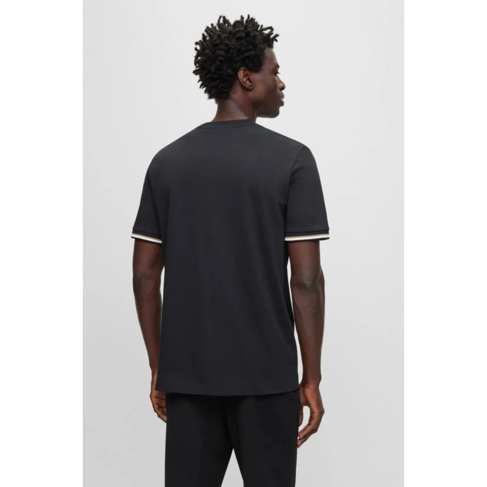 Cotton-jersey T-shirt with signature-stripe cuffs