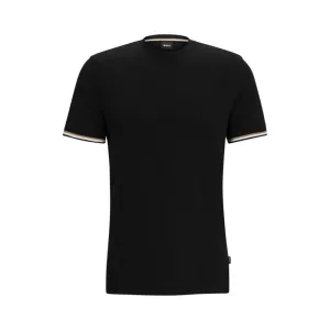 Cotton-jersey T-shirt with signature-stripe cuffs