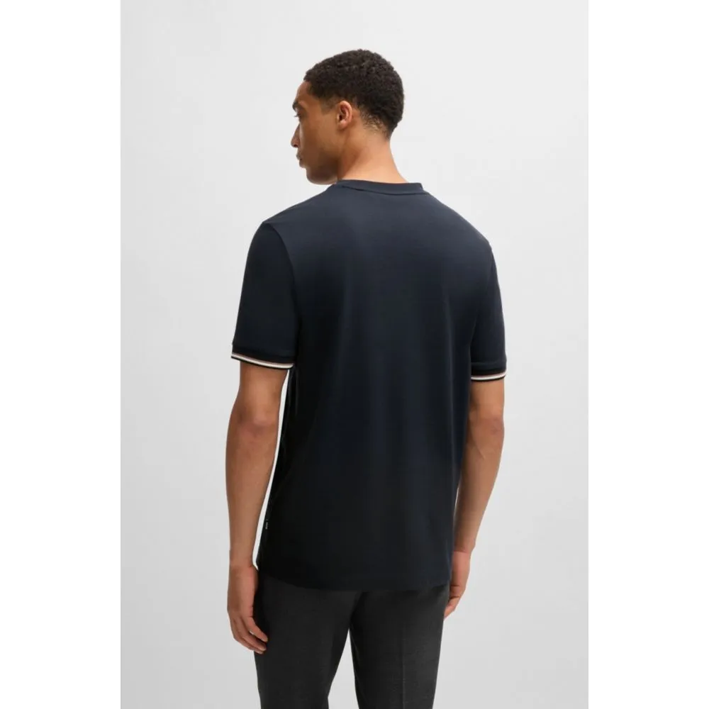 Cotton-jersey T-shirt with signature-stripe cuffs
