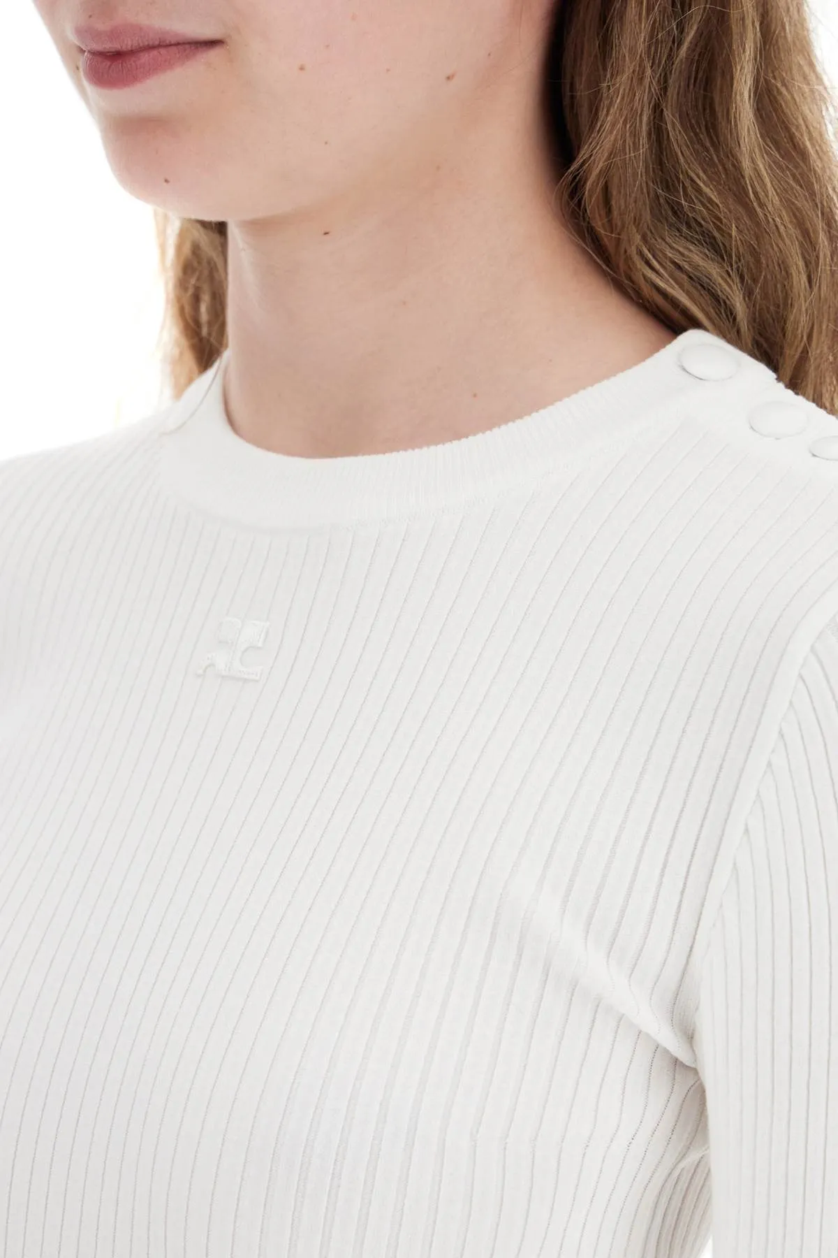 Courreges Women's 'Ribbed Stretch Knit Pullover Sweater