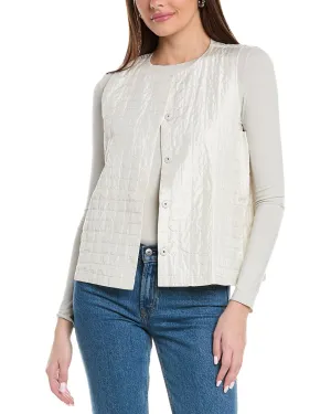 EILEEN FISHER Square Quilted Silk Vest
