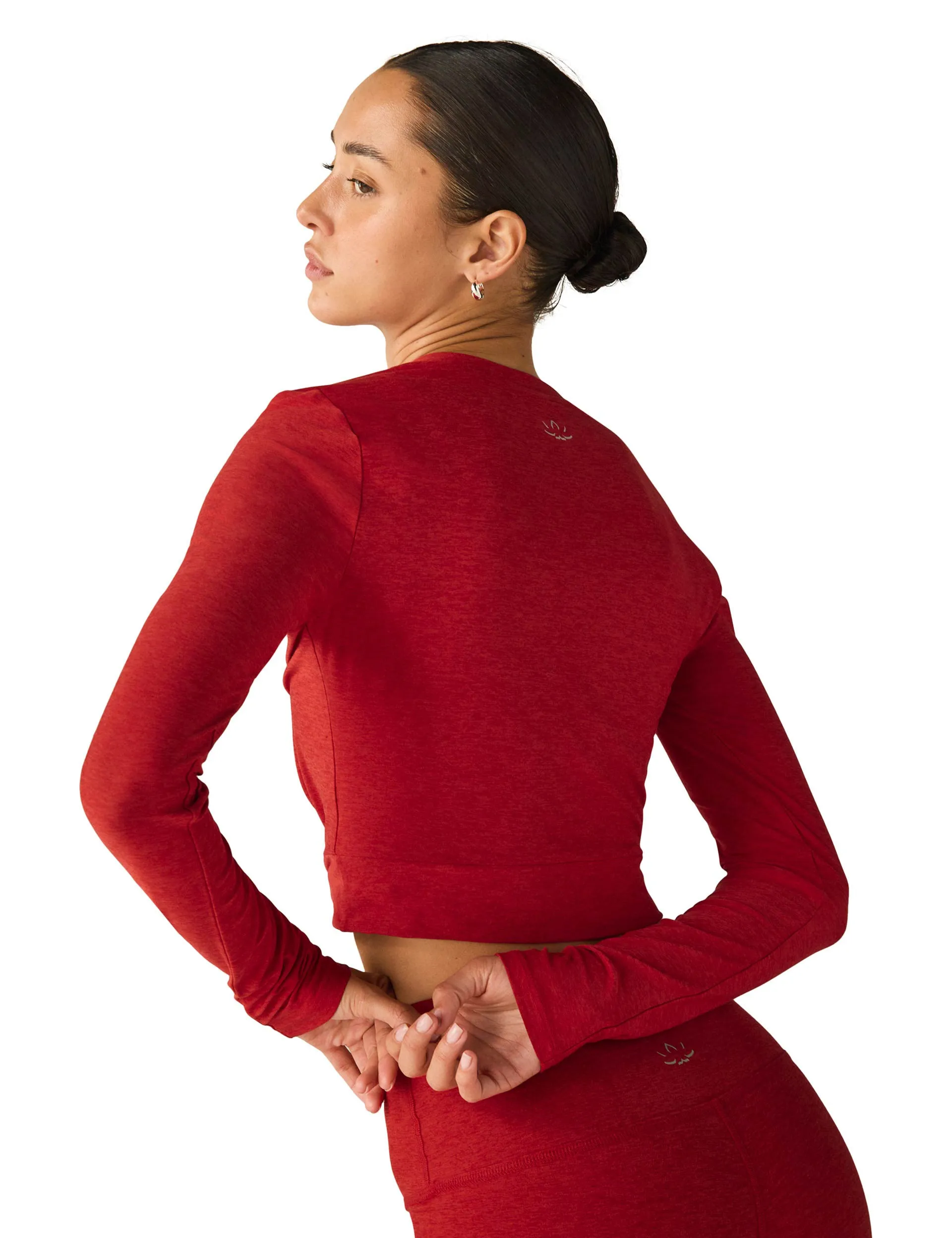 FEATHERWEIGHT CENTER STAGE CROPPED LONG SLEEVE PULRUBY RED HEATHER