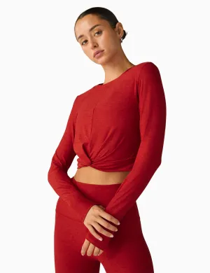 FEATHERWEIGHT CENTER STAGE CROPPED LONG SLEEVE PULRUBY RED HEATHER