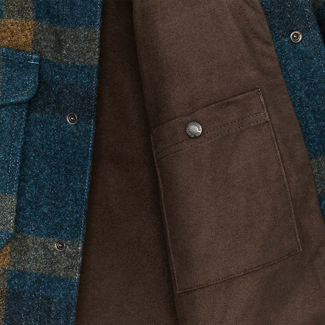 Filson Lined Mackinaw Jac-Shirt Teal / Ochre Plaid Clothing Filson