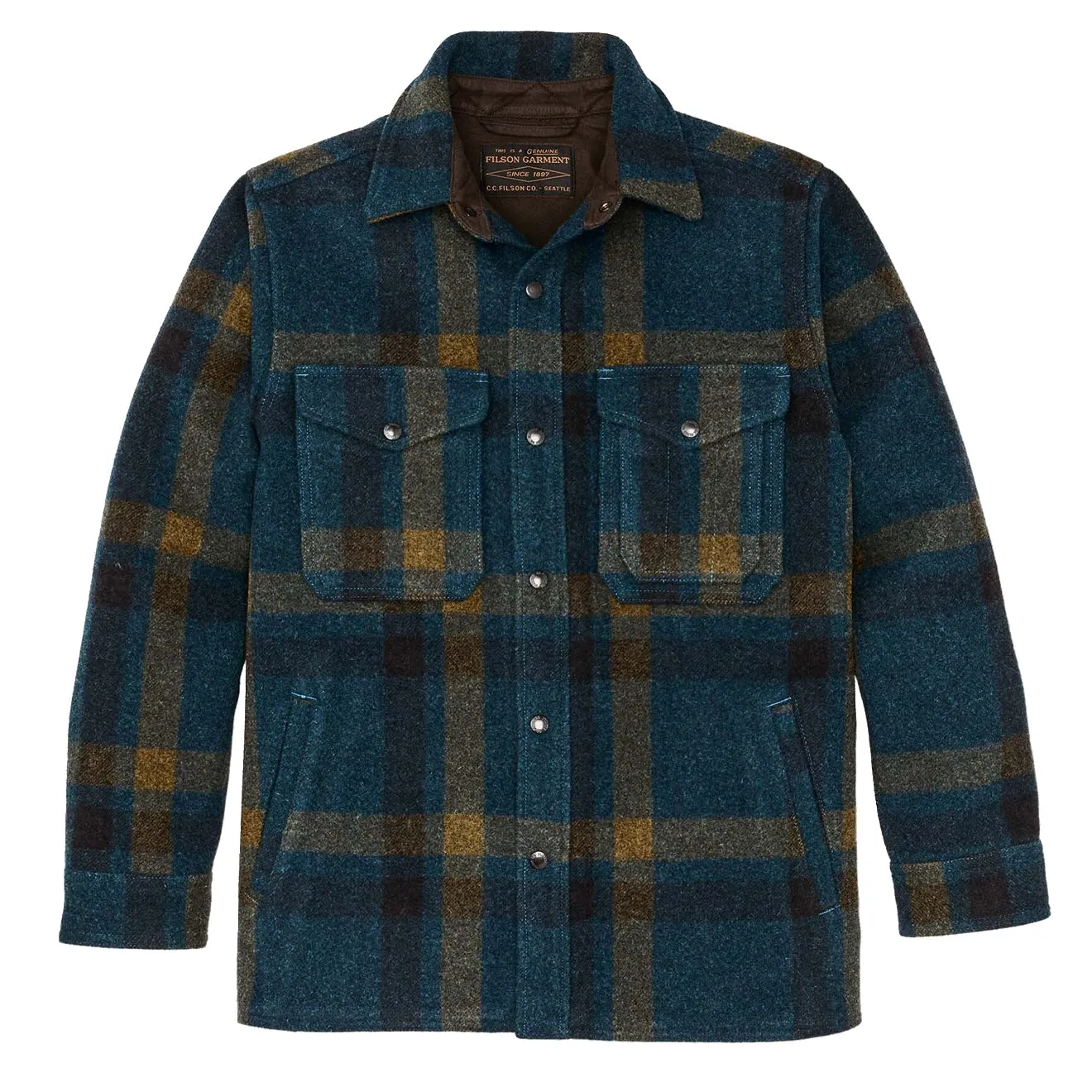 Filson Lined Mackinaw Jac-Shirt Teal / Ochre Plaid Clothing Filson