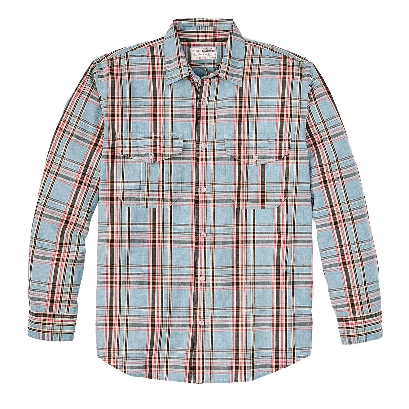 Filson Washed Feather Cloth Shirt Light Blue / Red / Natural Plaid Clothing Filson