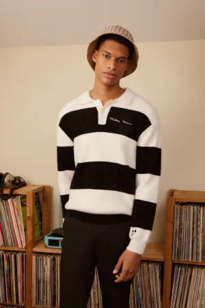 Forever 21 Men's Disney Striped Mickey Mouse Polo Shirt White/Black Forever 21