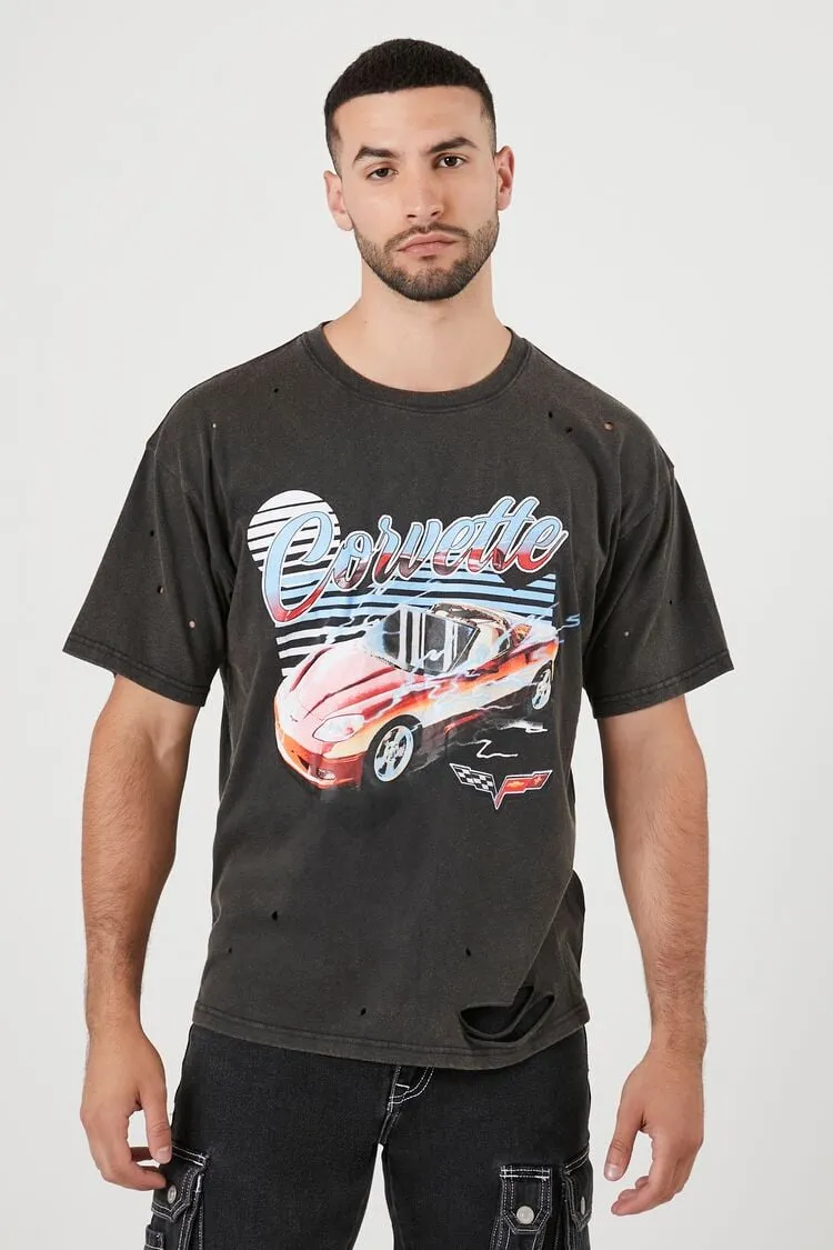 Forever 21 Men's Distressed Corvette Graphic T-Shirt Black/Multi Forever 21