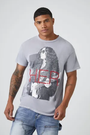 Forever 21 Men's Rhinestone HER Graphic T-Shirt Grey/Multi Forever 21
