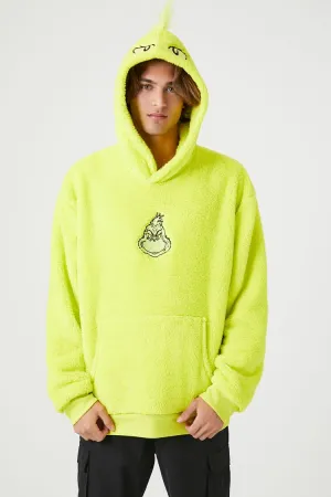Forever 21 Men's The Grinch Faux Shearling/Sherpa Hoodie Sweatshirt Green/Multi Forever 21