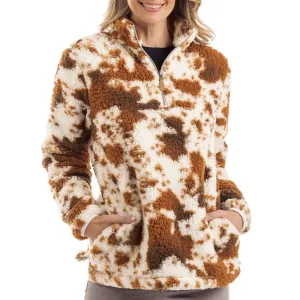 Furry Sherpa Pullover In Brown Cream