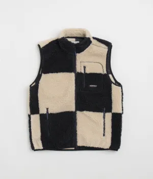 Gramicci Checkered Sherpa Vest - Natural / Navy Check Gramicci