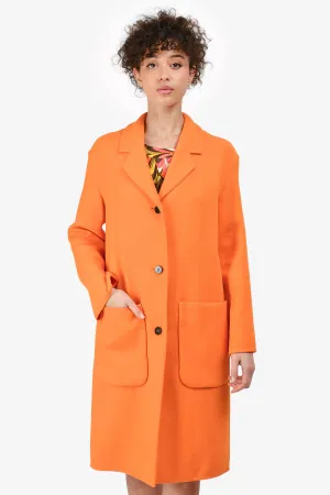Hermès Orange Wool Single Breasted Coat Size 34