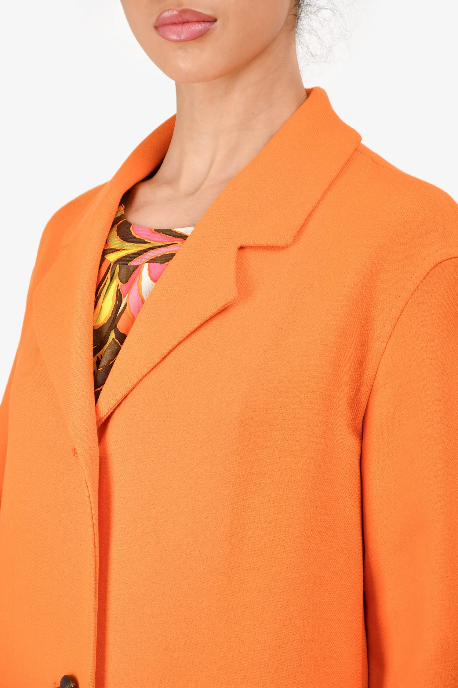 Hermès Orange Wool Single Breasted Coat Size 34