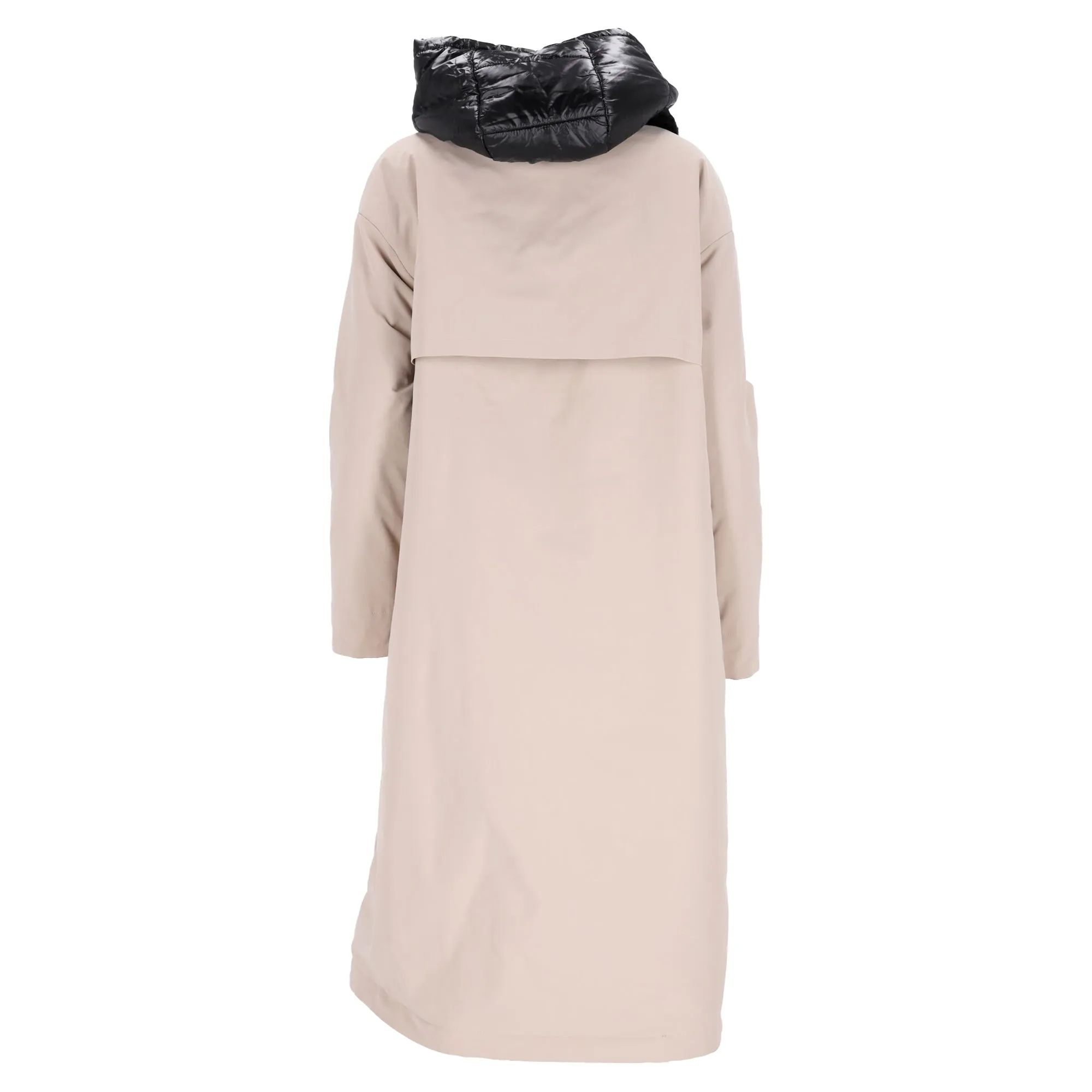 Herno Fur Lining Midi Parka Coat in Beige Polyester