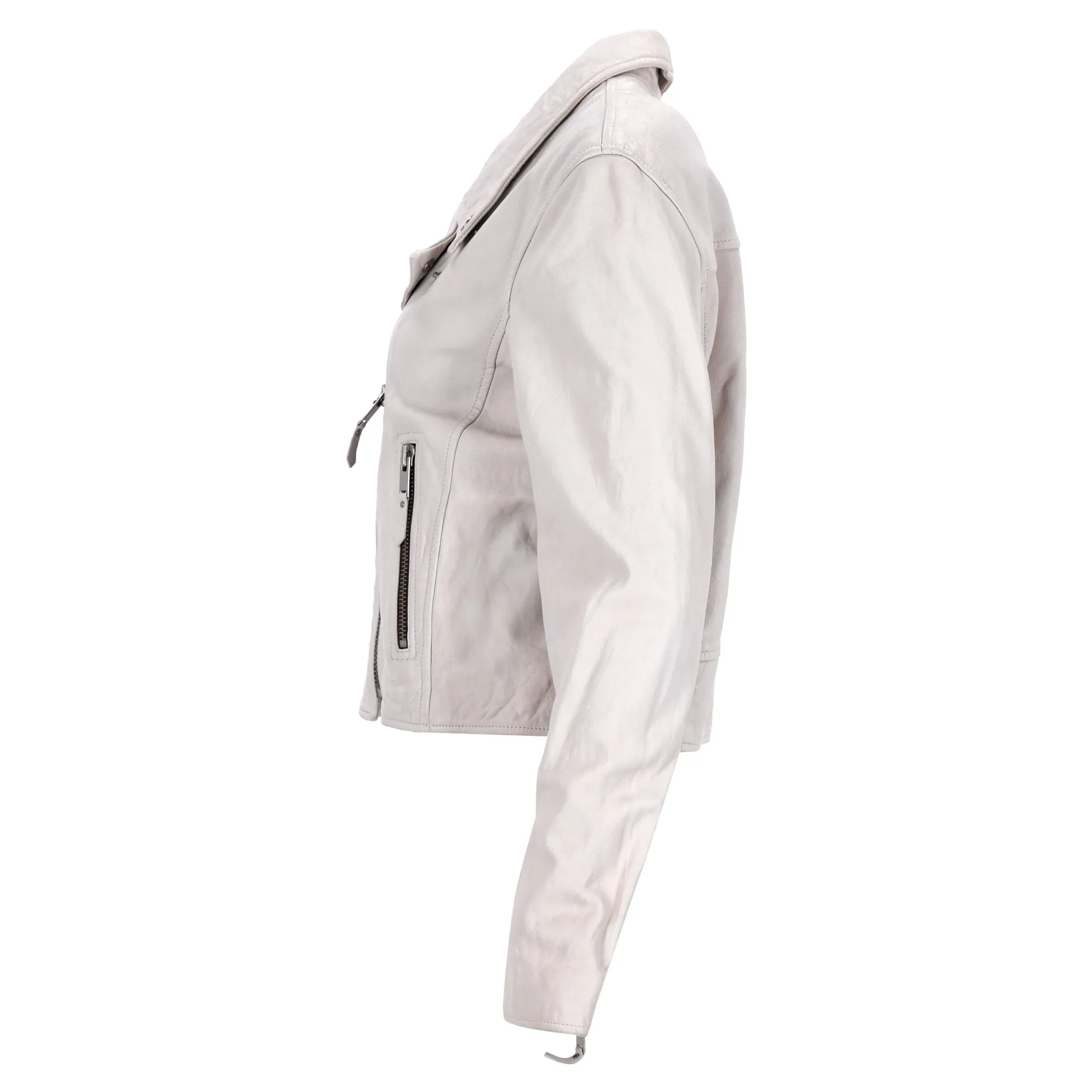 Isabel Marant Etoile Biker Jacket in White Lambskin Leather