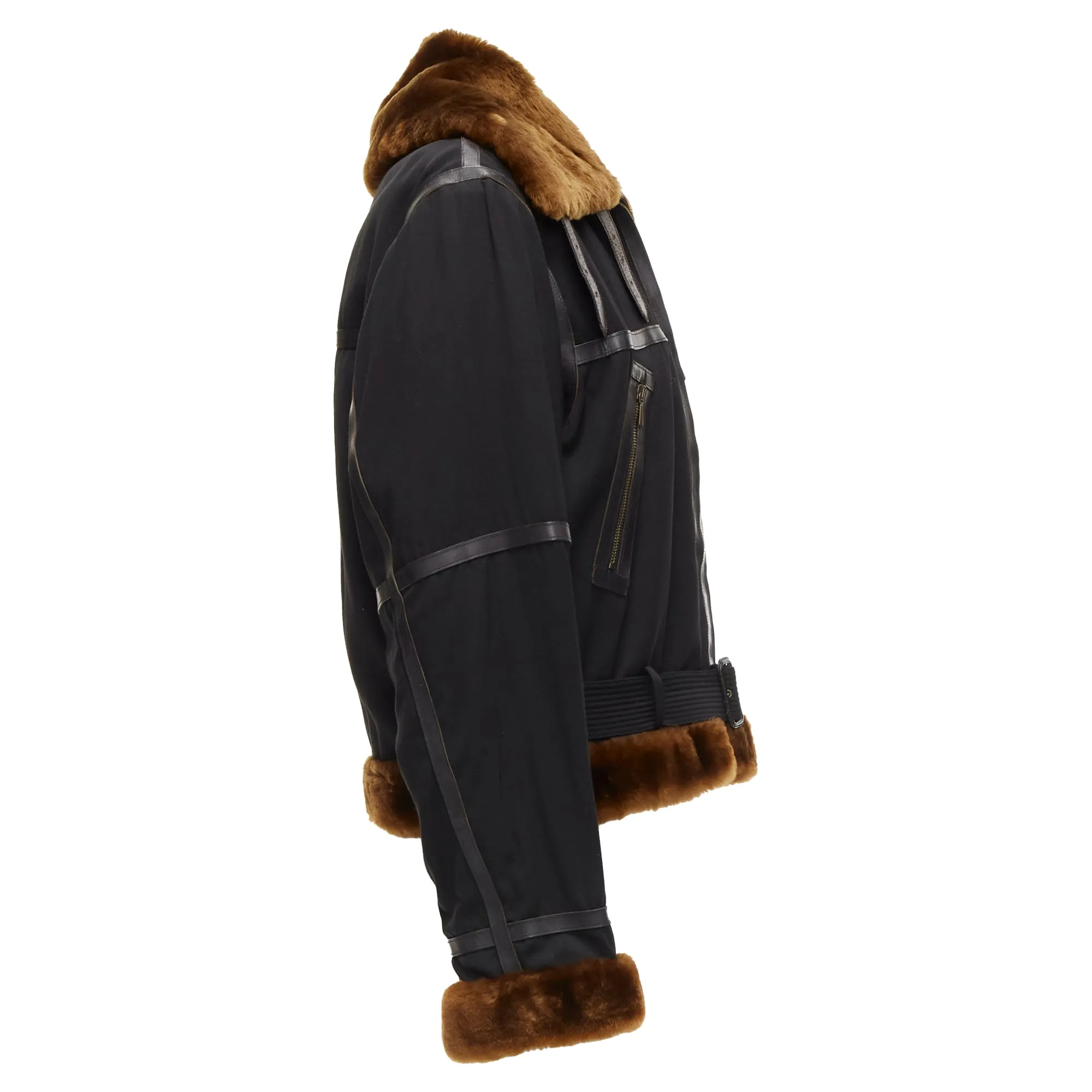 Jean Paul Gaultier Homme Faux Fur Aviator Flight Jacket