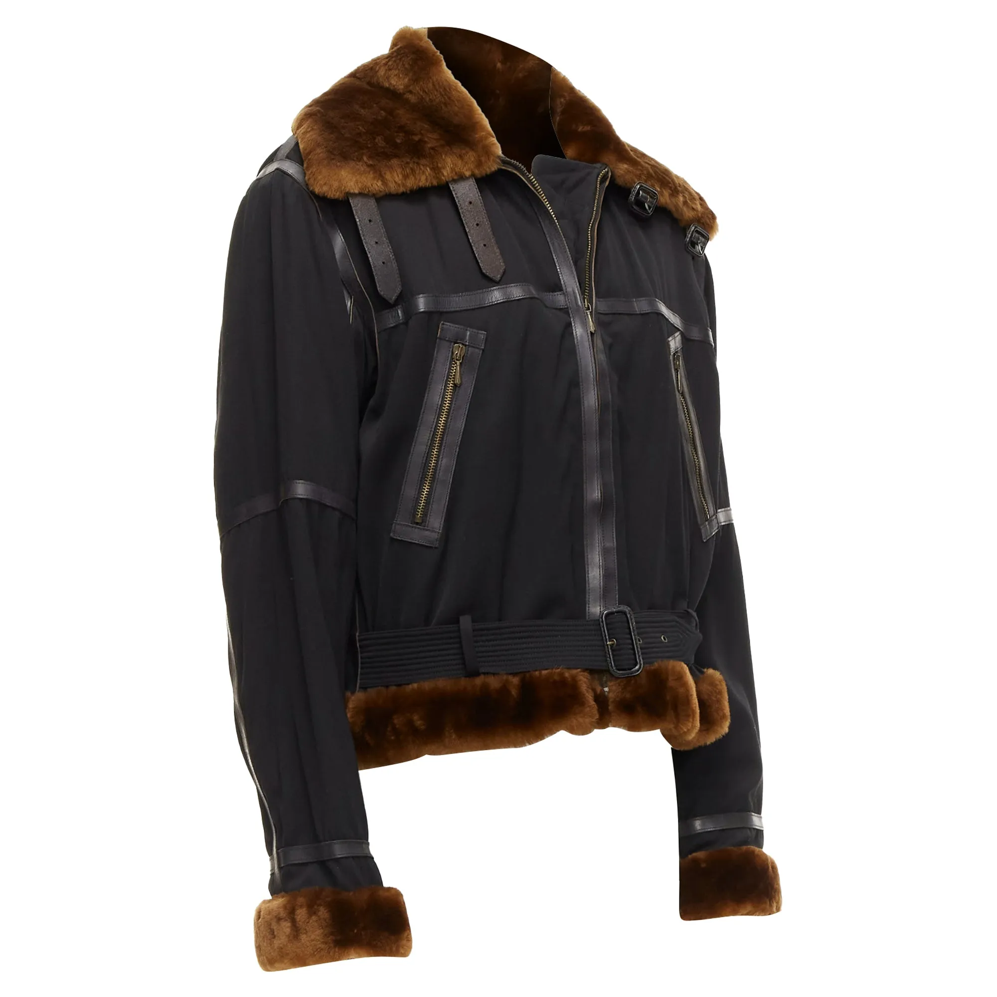 Jean Paul Gaultier Homme Faux Fur Aviator Flight Jacket