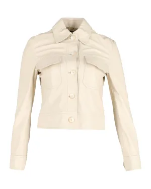 Joseph Buttoned Jacket in Beige Leather
