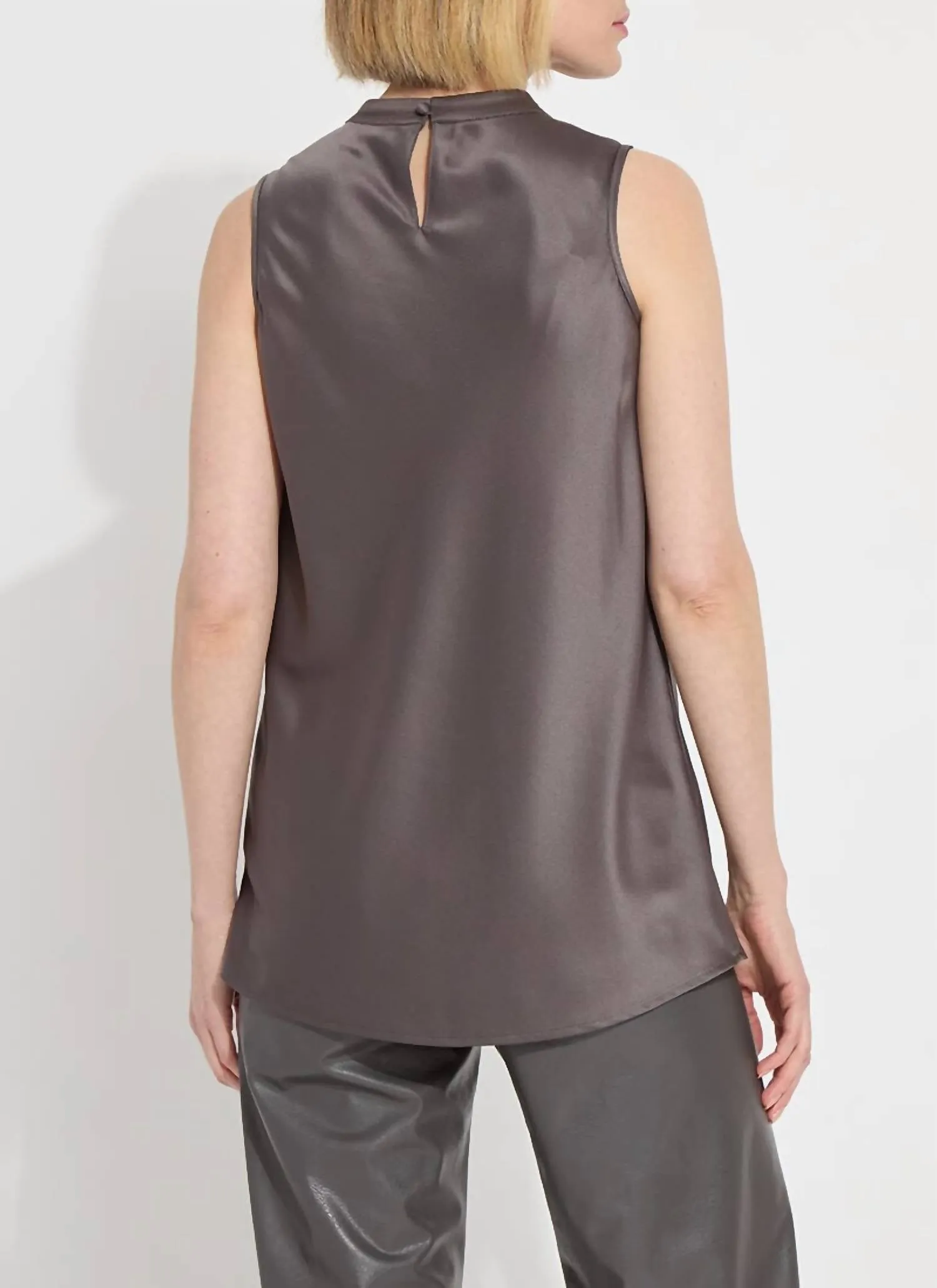 Justine Draped Mock Neck Top In Grey Ash