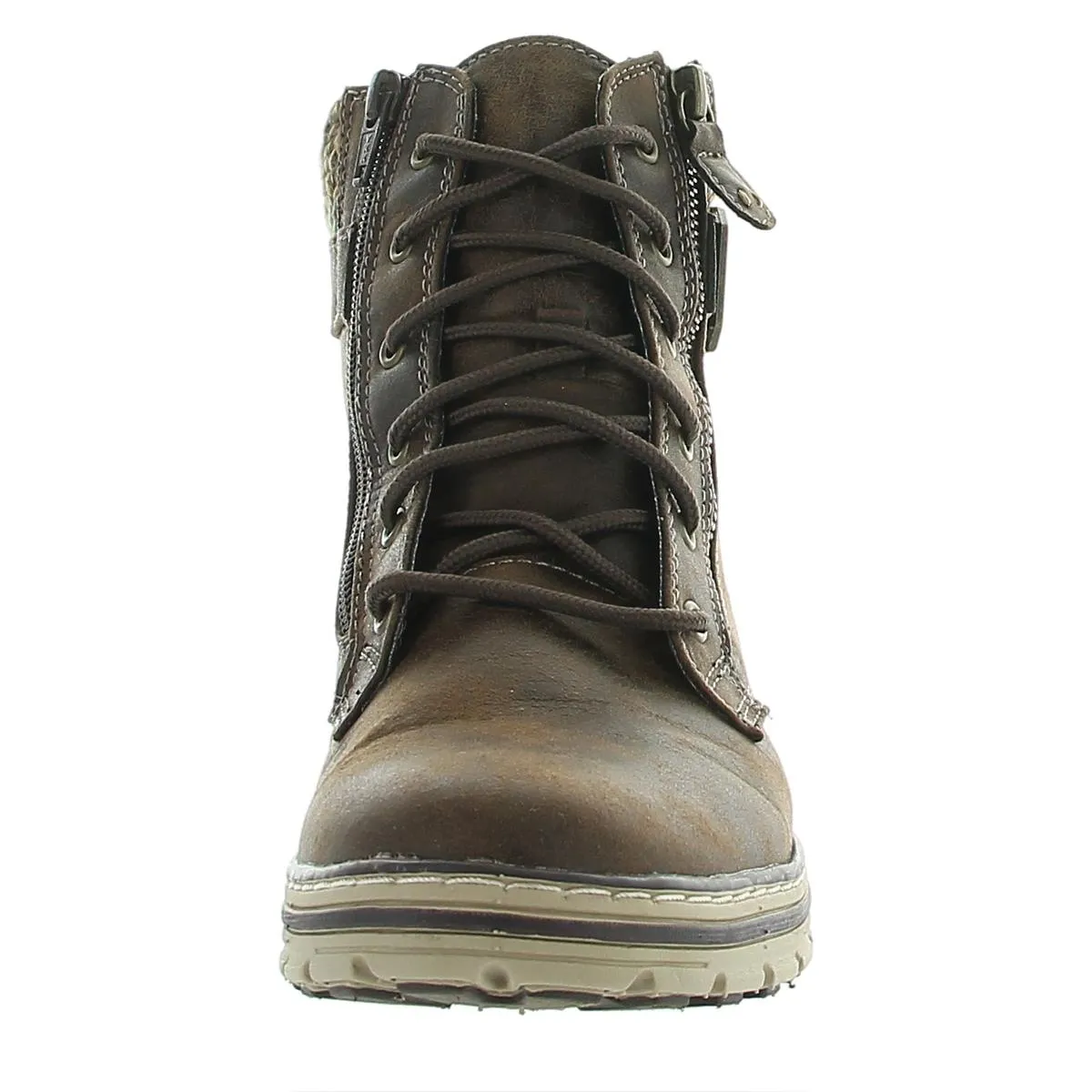 Kelsie Womens Zipper Faux Leather Hiking Boots